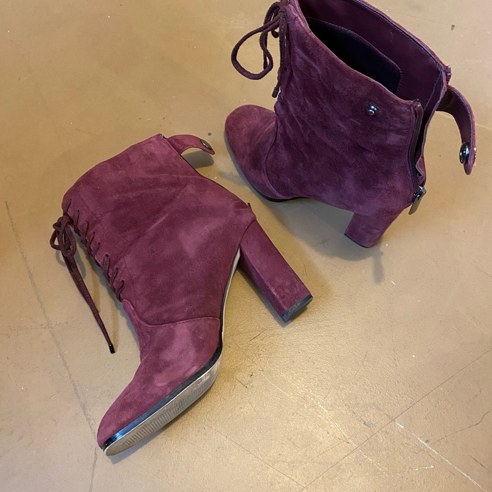 Cranberry suede heeled boot